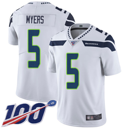 Seattle Seahawks Limited White Men Jason Myers Road Jersey NFL Football 5 100th Season Vapor Untouchable